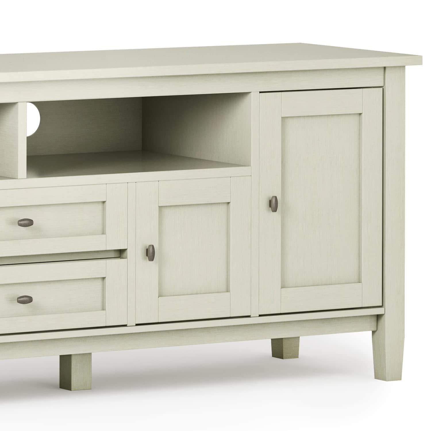 Simpli Home Warm Shaker 72"W Solid Wood TV Stand for TVs up to 80" with 4 Storage Cabinets and 2 Drawers
