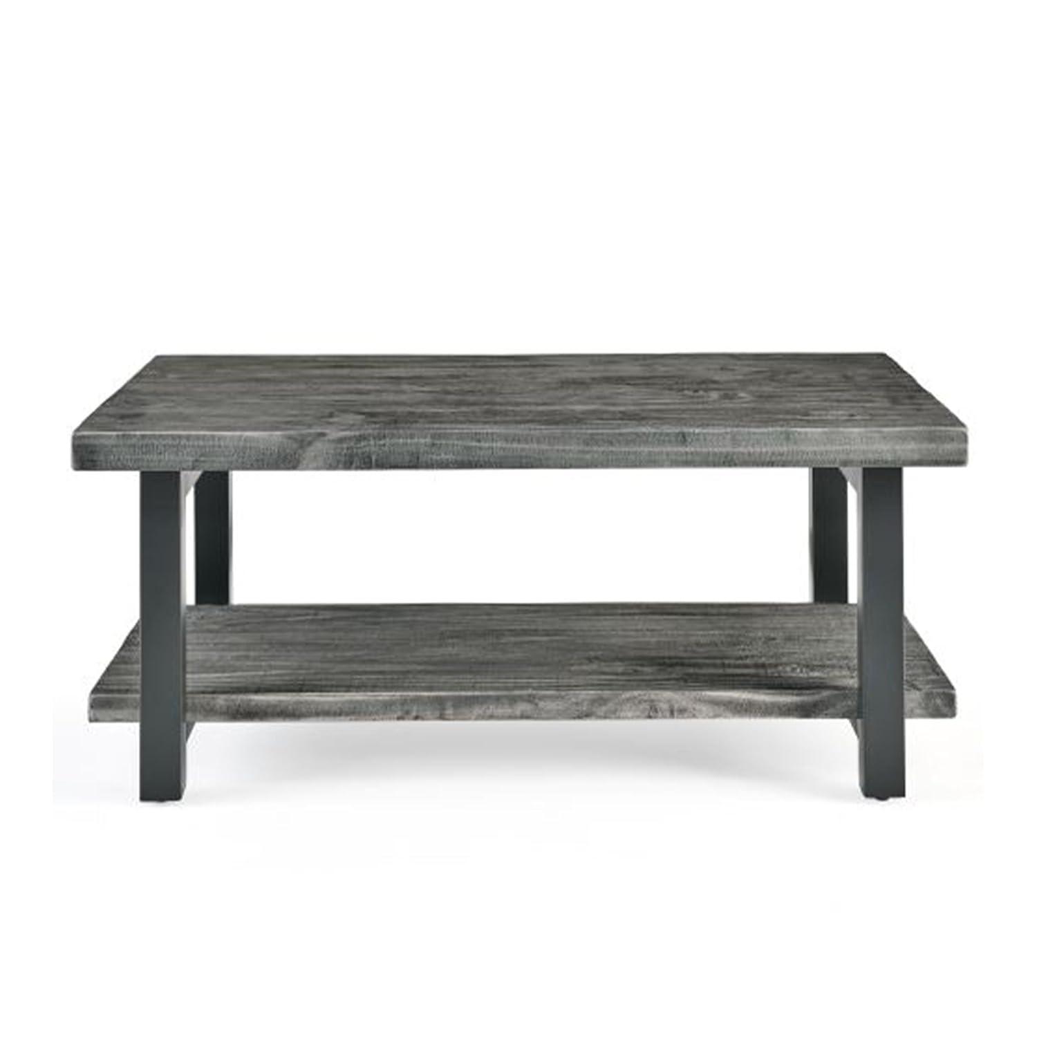 42" Pomona Metal and Reclaimed Wood Coffee Table Slate Gray - Alaterre Furniture