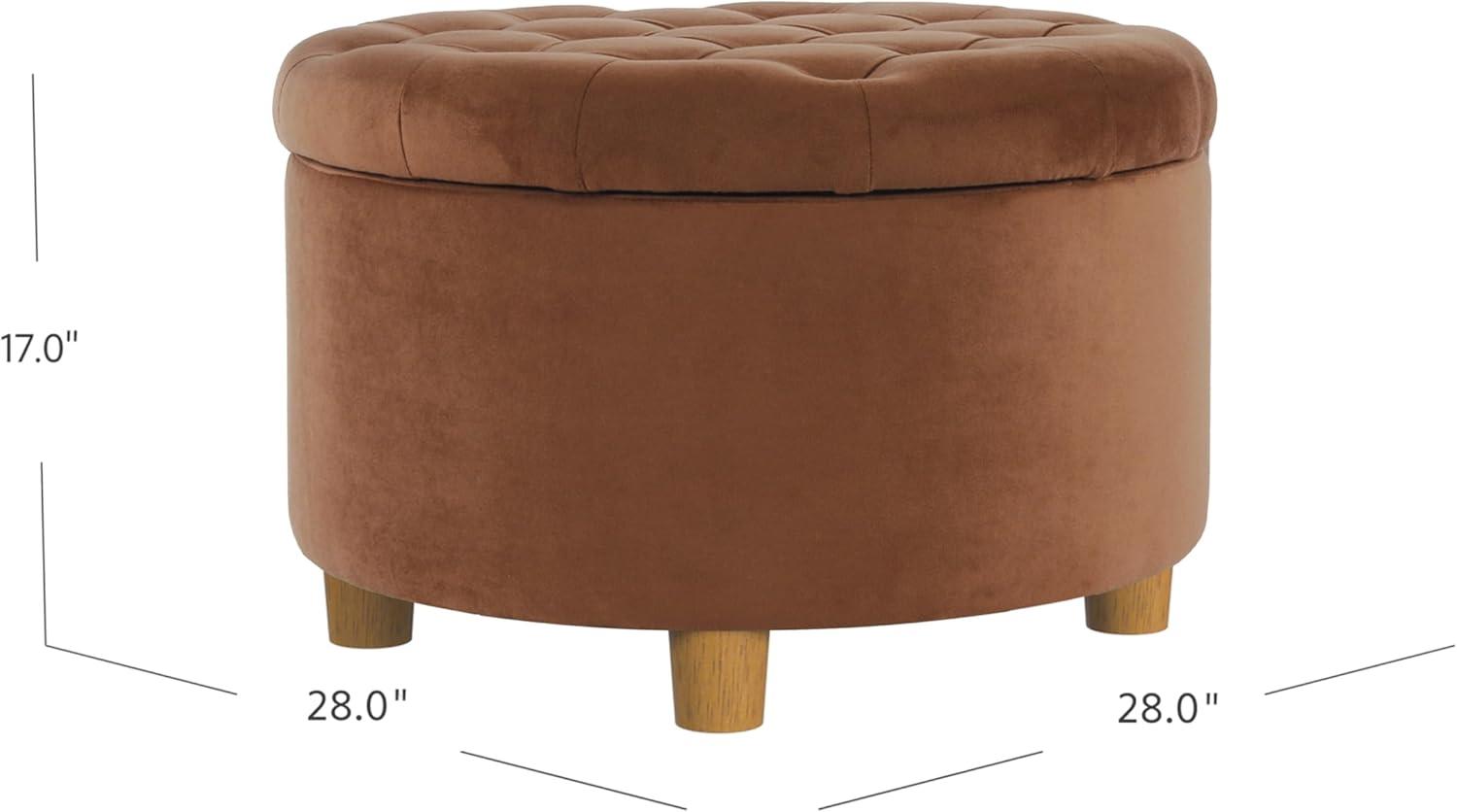Tufted Round Storage Ottoman Spice Velvet - HomePop