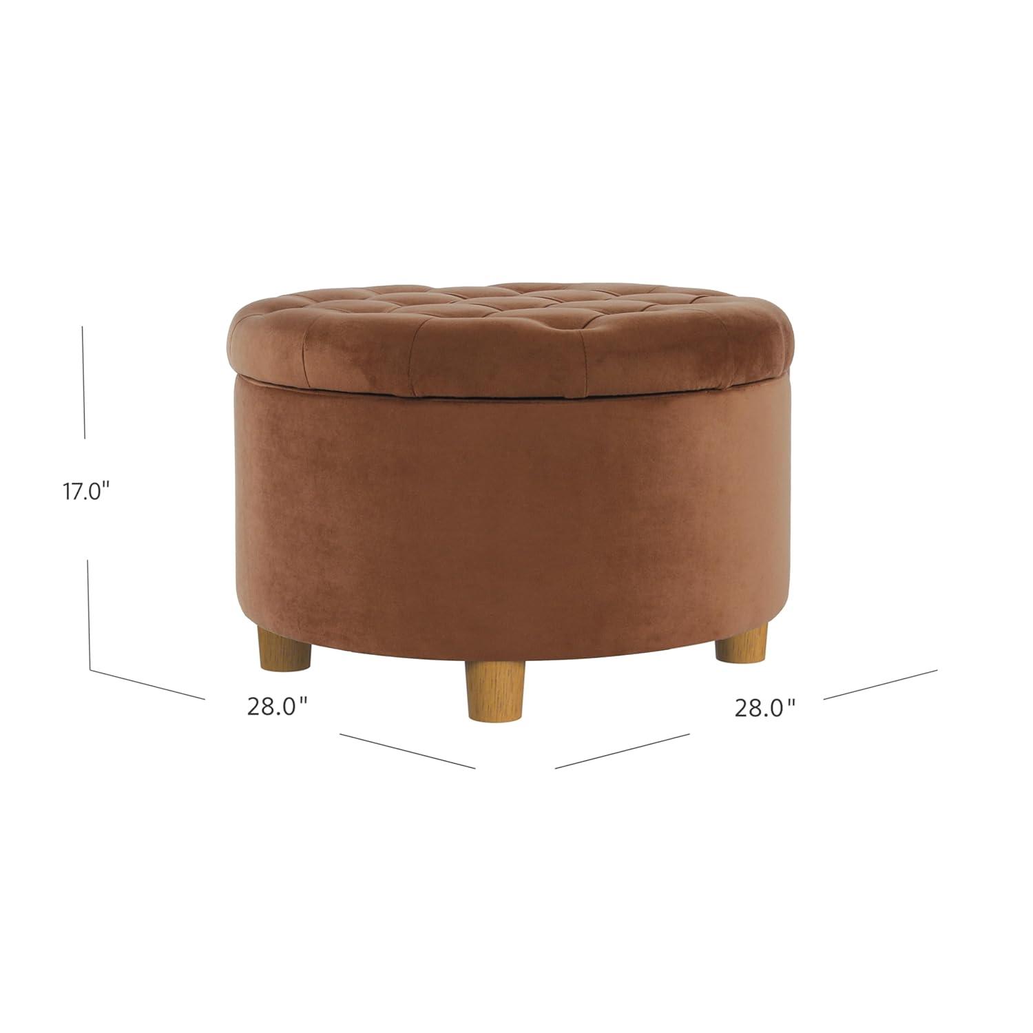 Tufted Round Storage Ottoman Spice Velvet - HomePop