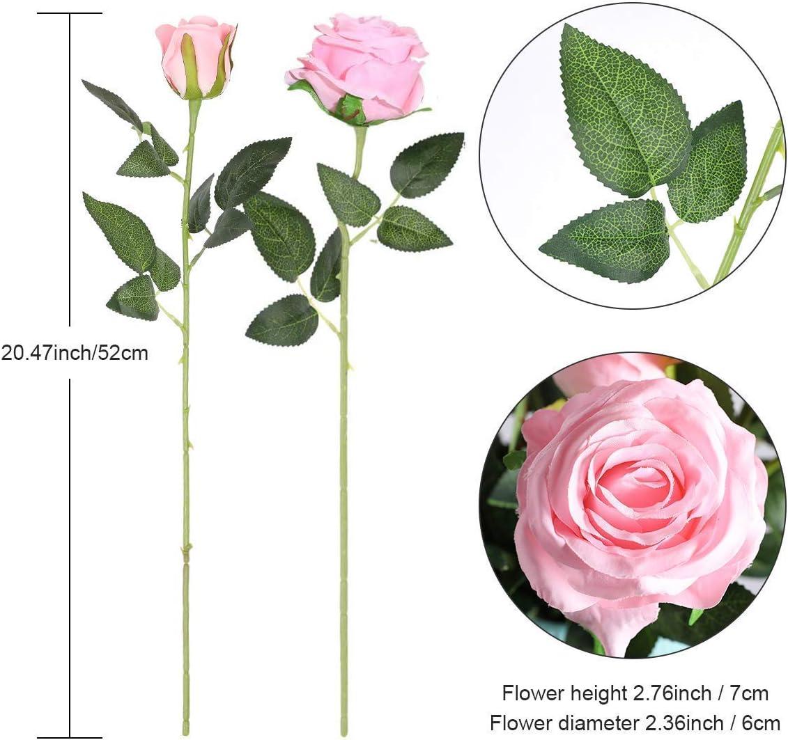 Nvzi -b 12 Bouquets of Artificial Silk Flowers Realistic Rose Bouquets with Long Stems for Home Wedding Decoration Party (Pink)