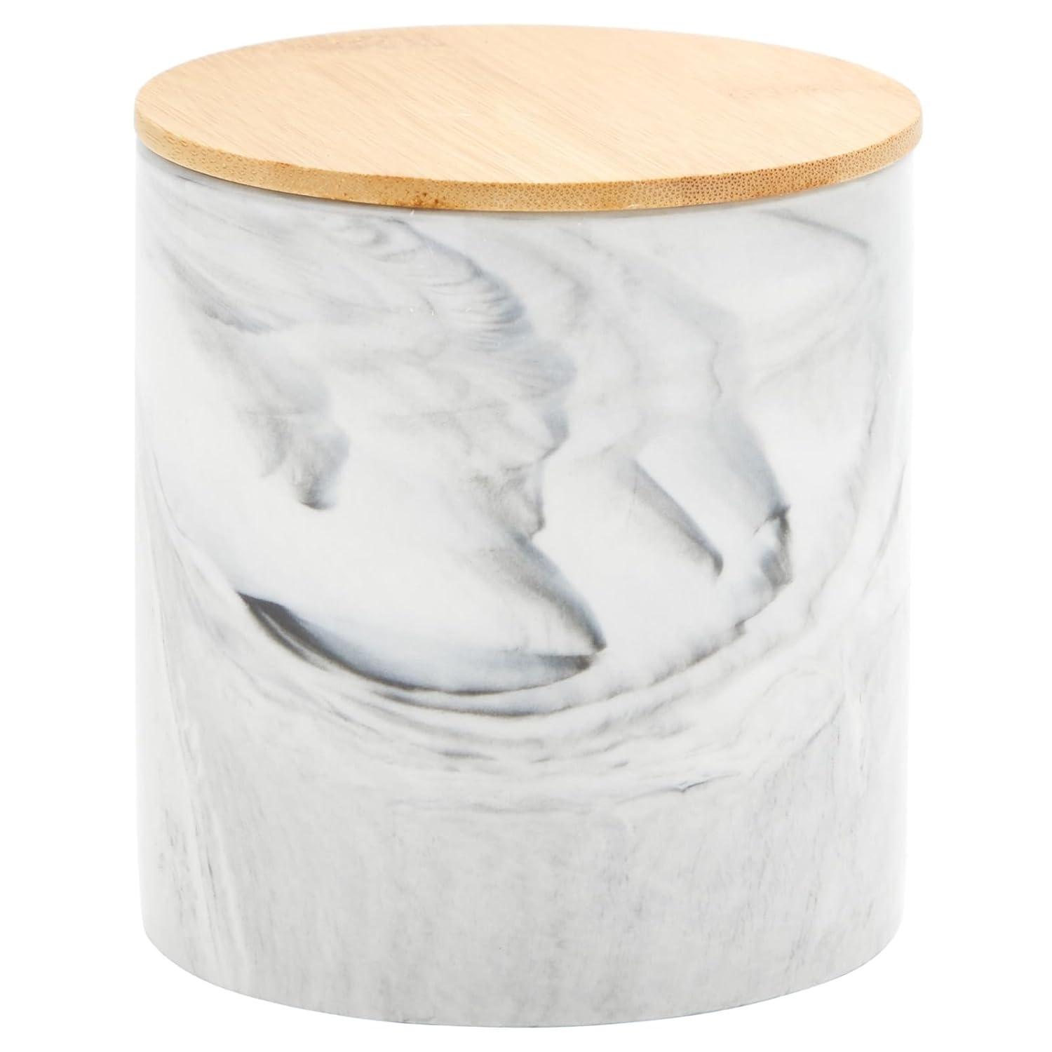 Farmlyn Creek Set of 3 Marble Ceramic Canisters with Wooden Bamboo Lids, Kitchen Counter Containers, Food Storage Jars, 3 Sizes