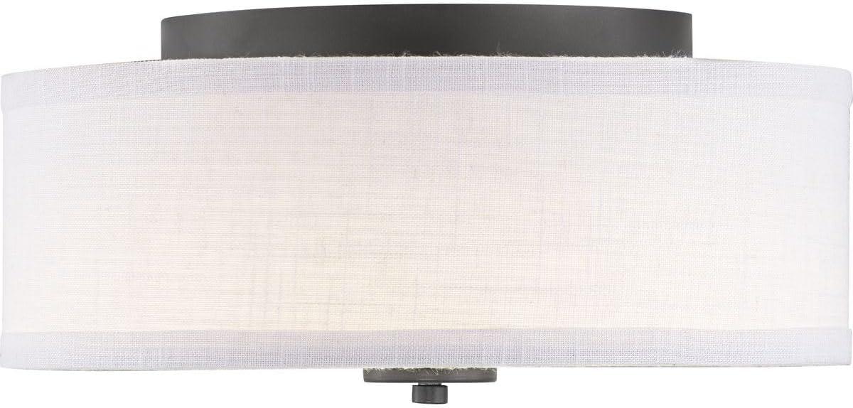 Progress Lighting Inspire Collection 1-Light LED Flush Mount, Graphite Finish, Fabric Shade