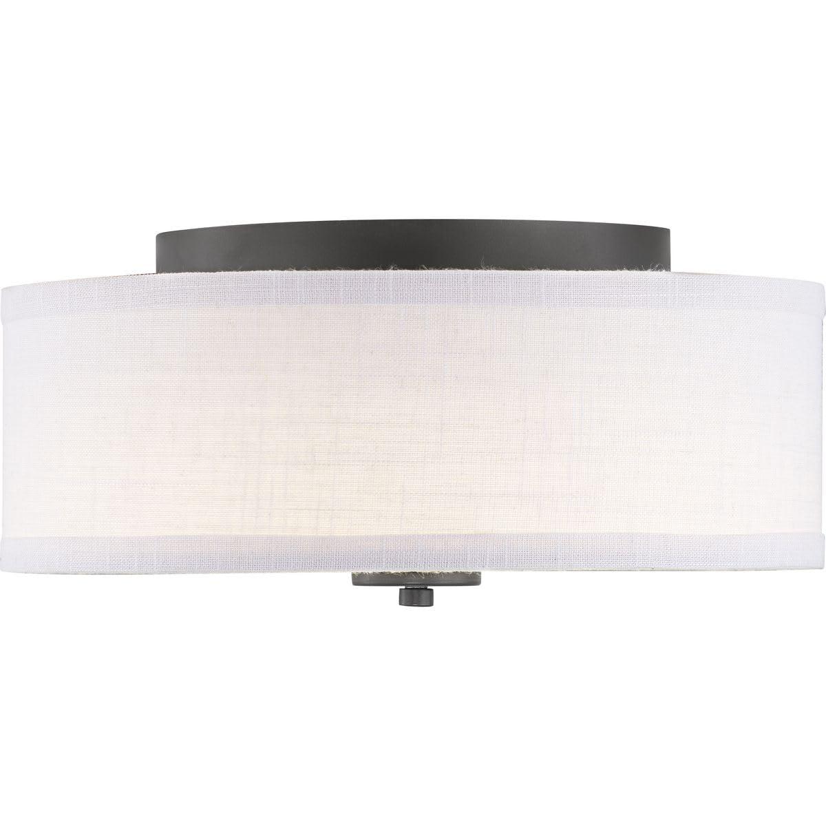 Progress Lighting Inspire Collection 1-Light LED Flush Mount, Graphite Finish, Fabric Shade