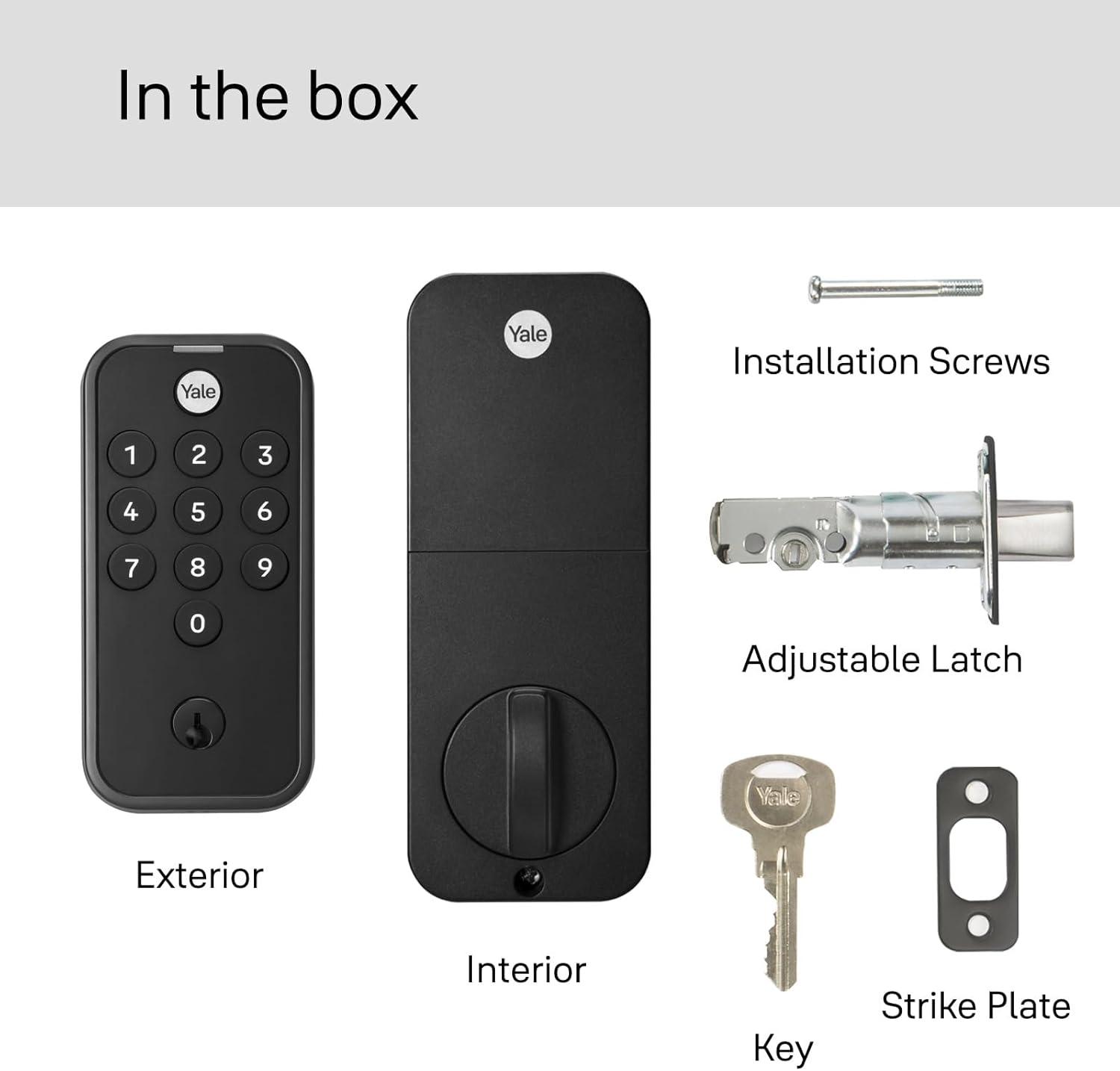 Yale Matte Black Keypad Deadbolt Lock with Adjustable Latch