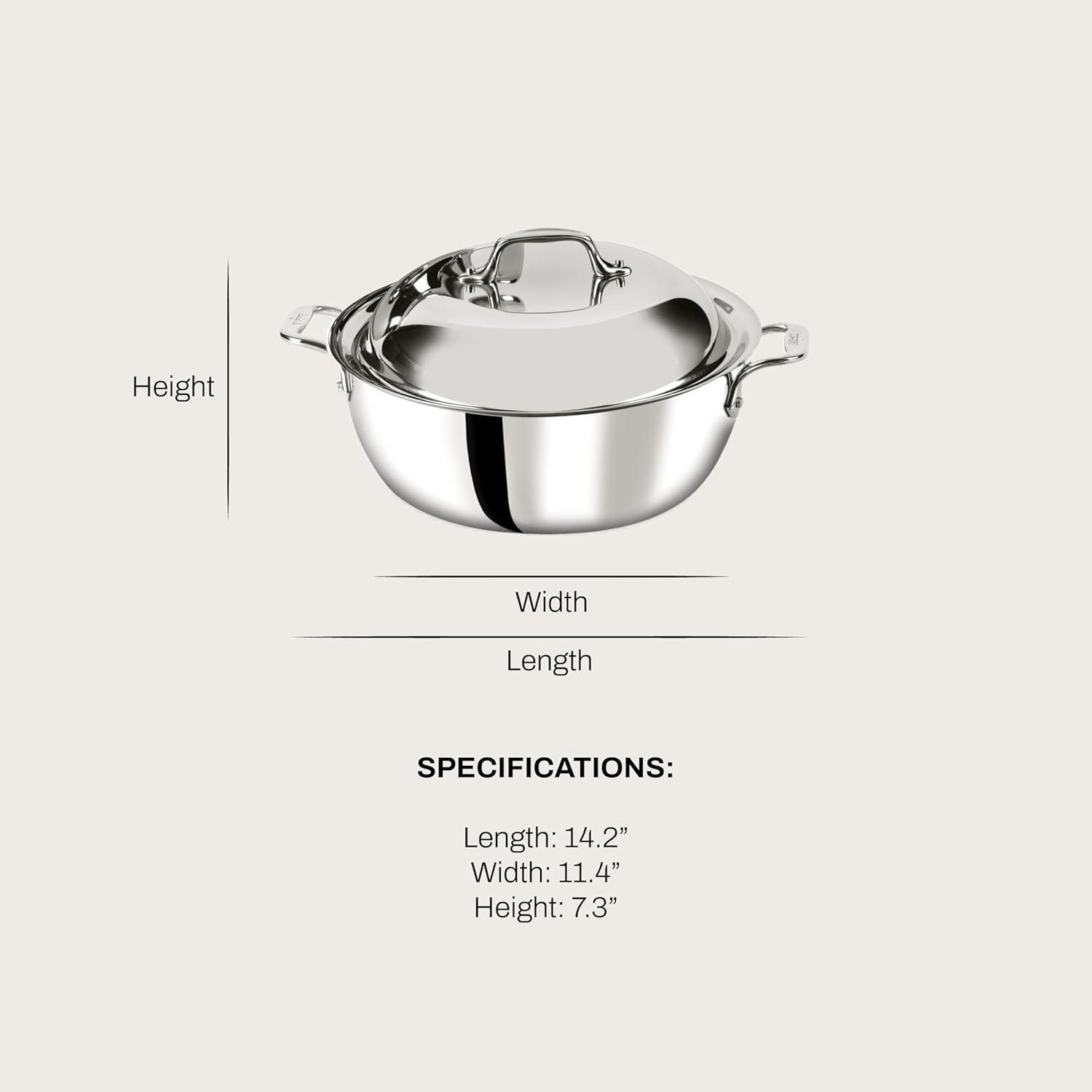 All-Clad D3 Stainless 3-ply Bonded Cookware, Dutch Oven, 5.5 quart