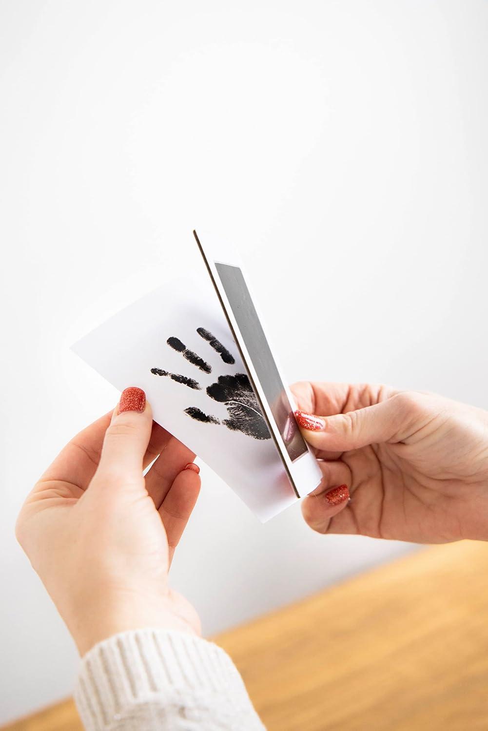 Pearhead Newborn Baby Handprint and Footprint Kit - No Mess Clean-Touch Ink Pad With Impression Cards, Safe for Skin, Perfect Keepsake for Family, Acid-Free, Black