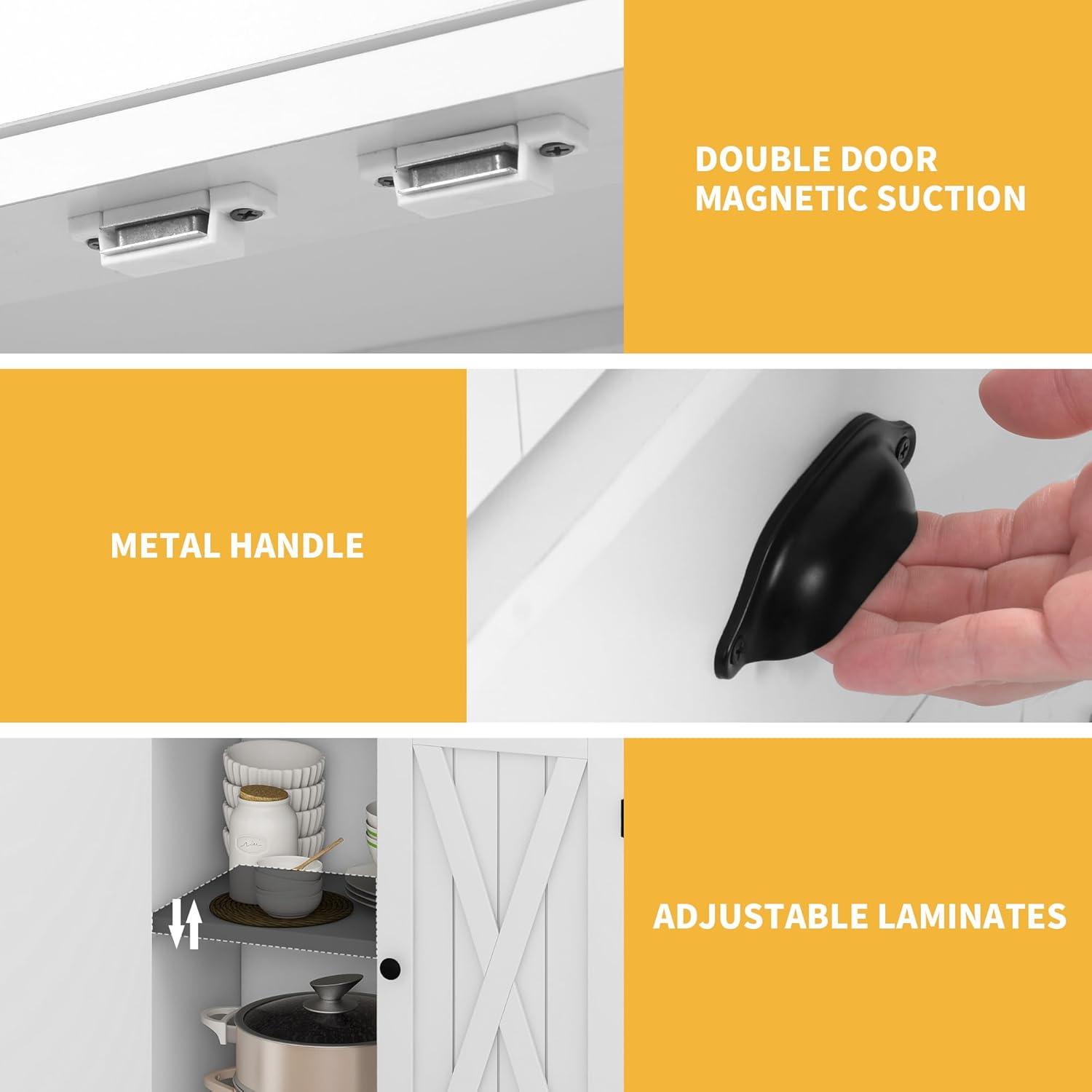 Gracie Oaks Sneyd 72" H Wood Farmhouse Kitchen Pantry Cabinet with Adjustable Shelves & Drawer