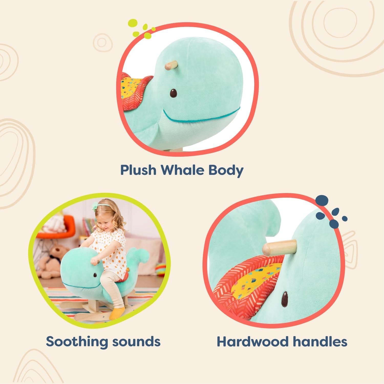 Echo Aqua Plush Whale Wooden Rocker for Toddlers