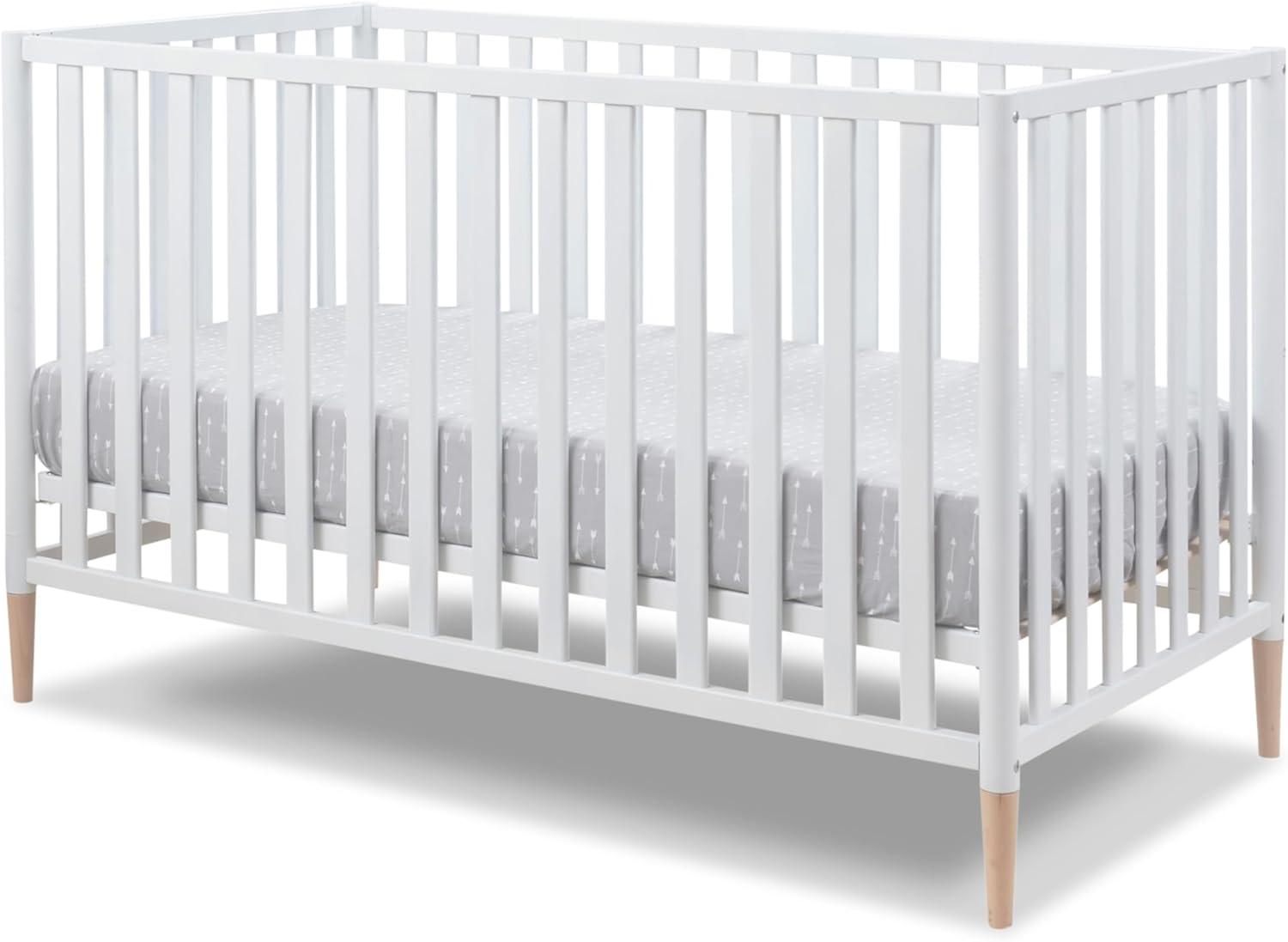 White & Natural 3-in-1 Convertible Crib with Removable Feet