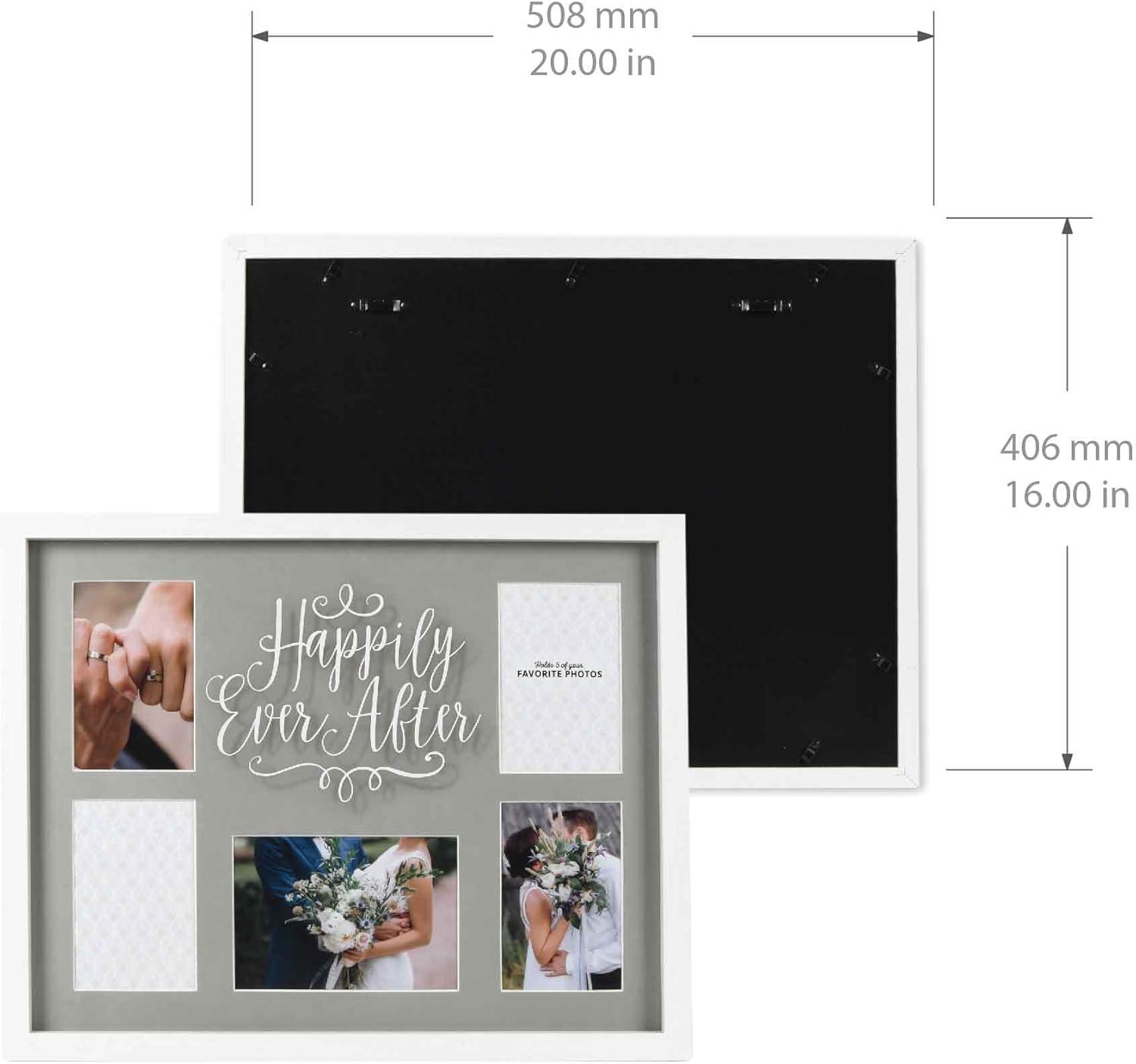 Prinz 5-Opening Happily Ever After Collage Picture Frame, Holds (4) 4x6, (1) 5x7 Photos, Grey