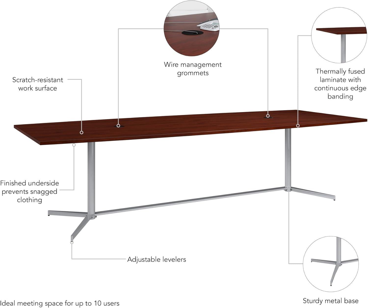 Bush Business Furniture 120W Boat Shaped Conference Table in Cherry