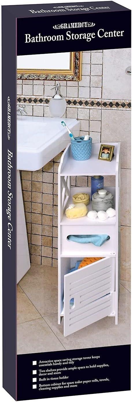 Bathroom Storage Cabinet Tower - Freestanding Shelf Unit with Tissue H