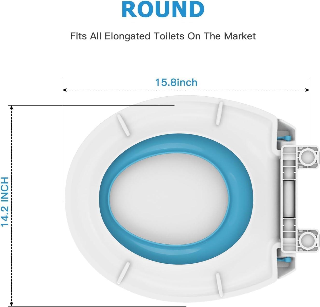 Blue Round Polypropylene Toilet Seat with Built-in Potty Training Seat