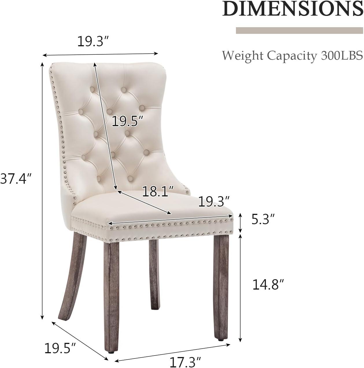 BELLEZE Upholstered Dining Chairs Set of 2, Velvet Luxury Dining Room Chairs with Button Back, Nailhead Trim, Pull-ring, Solid Wood Legs for Kitchen, Living Room, Restaurant - Chandler (Beige)