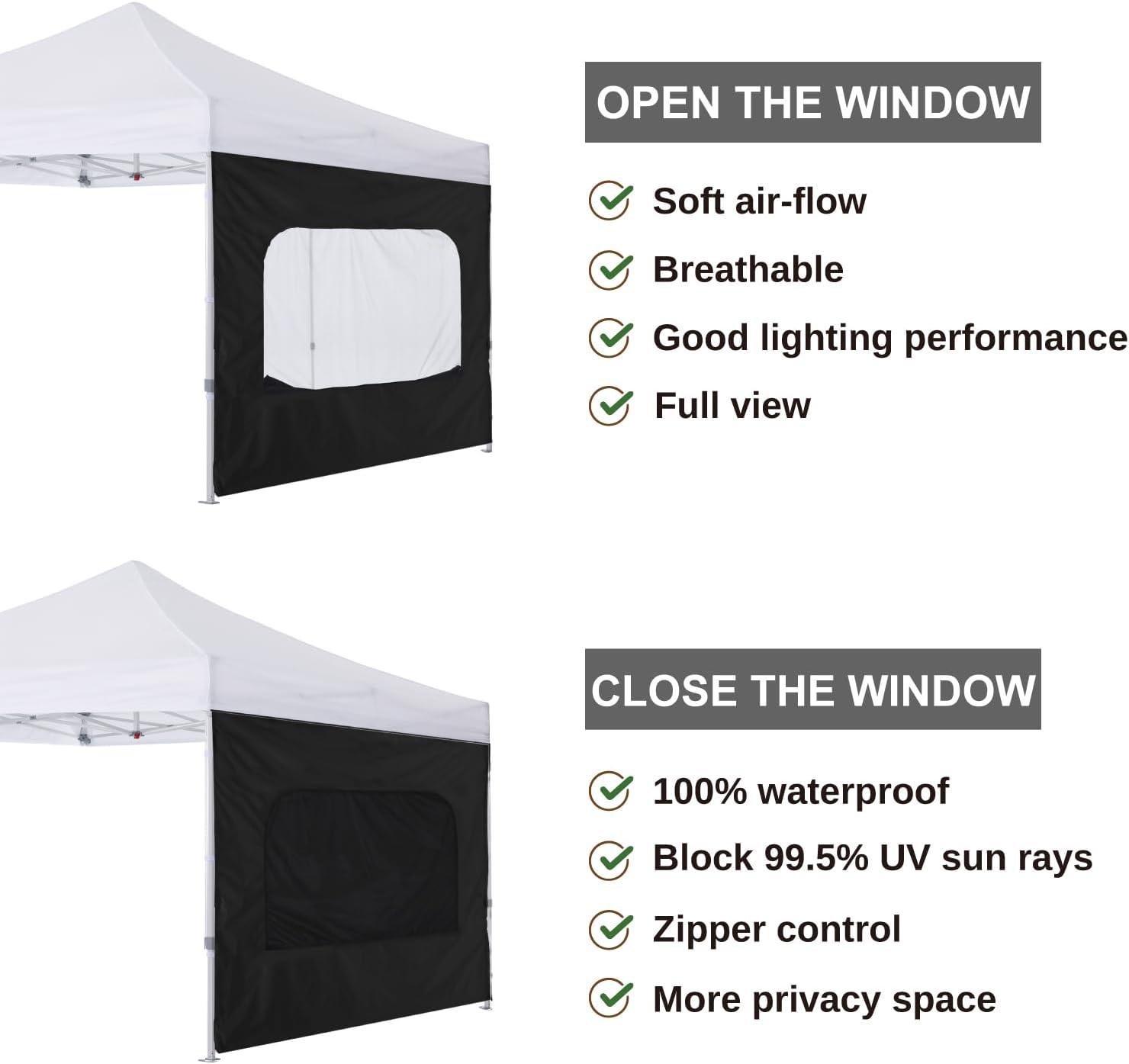HLong Canopy Tent Sidewall for 10x10 Pop Up Canopy, 1 Piece, Black