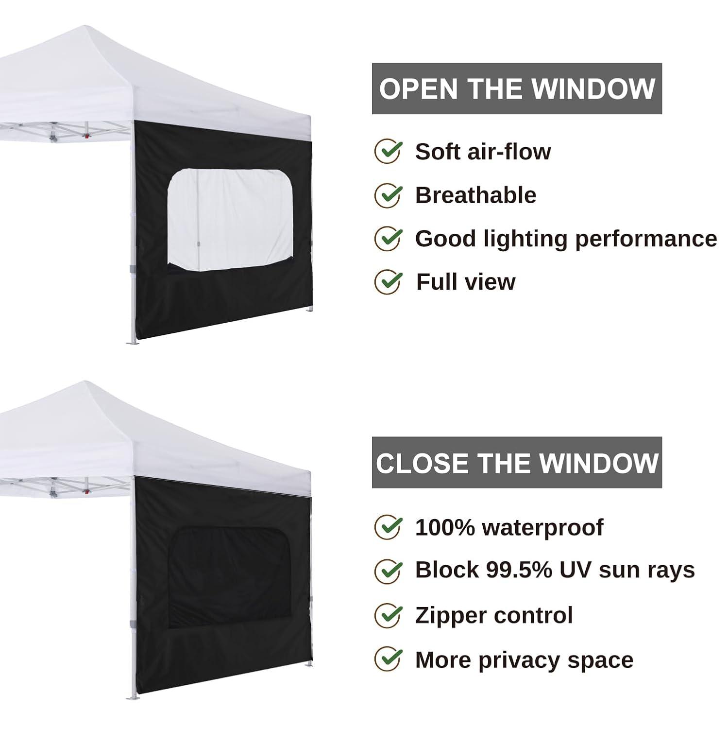 HLong Canopy Tent Sidewall for 10x10 Pop Up Canopy, 1 Piece, Black