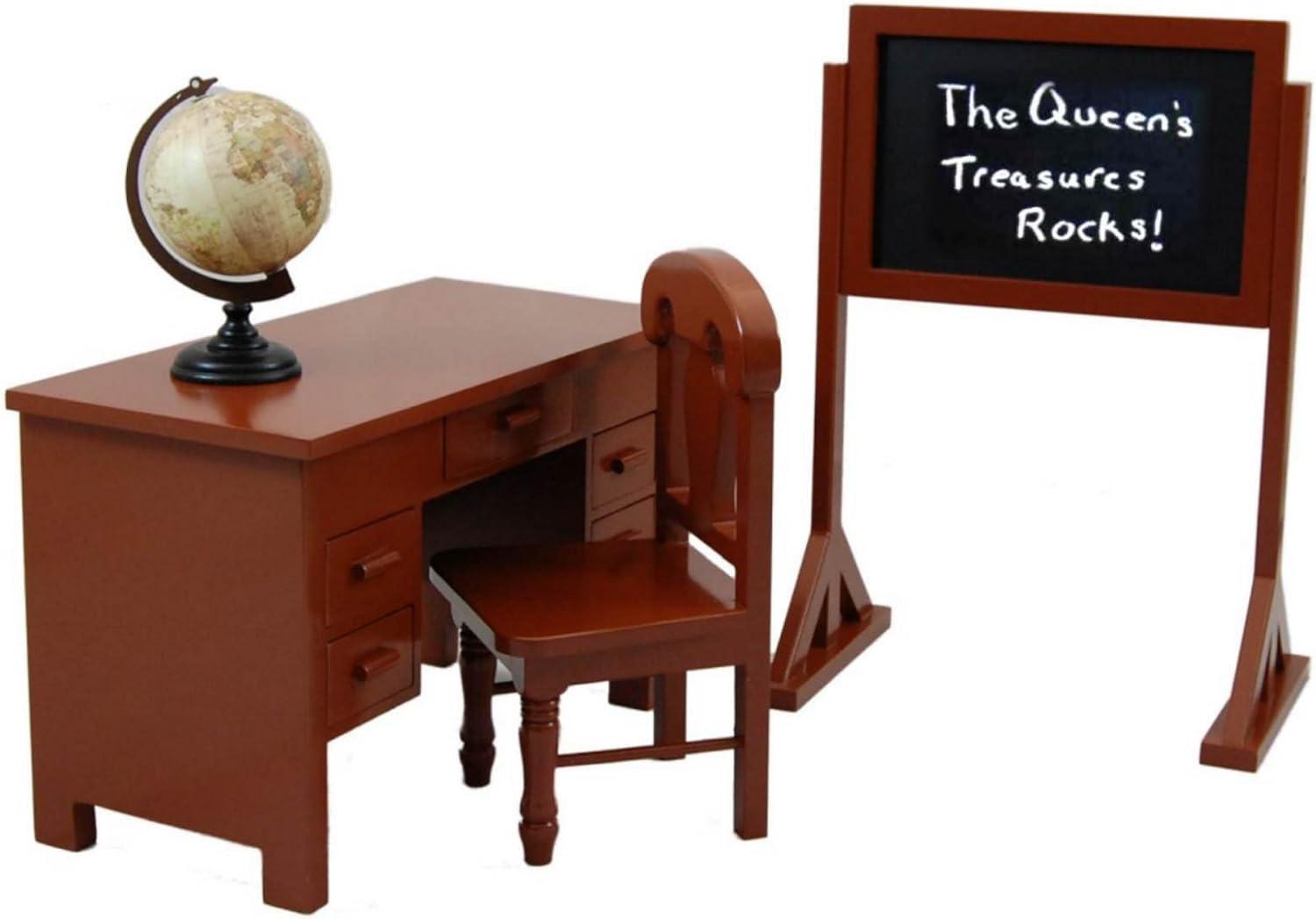 The Queen's Treasures 18 Inch Doll Furniture and Accessories, Vintage Style Wooden School Teachers Desk