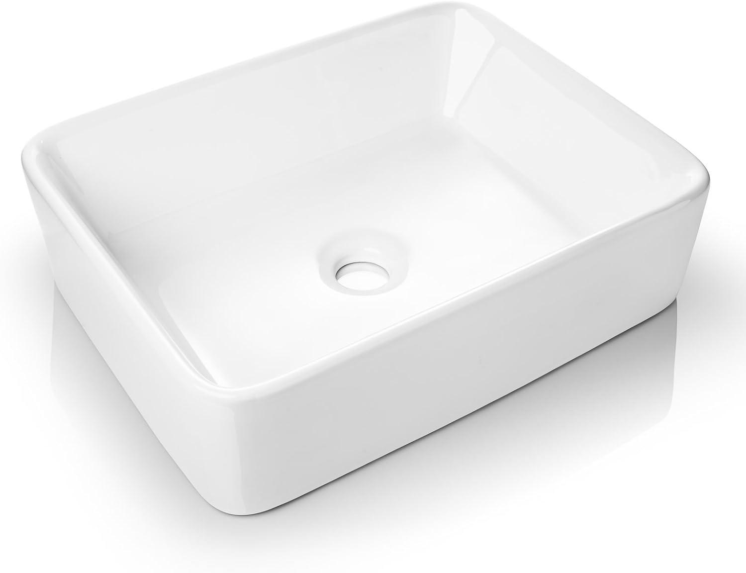 Miligore 15'' White Ceramic Rectangular Bathroom Sink