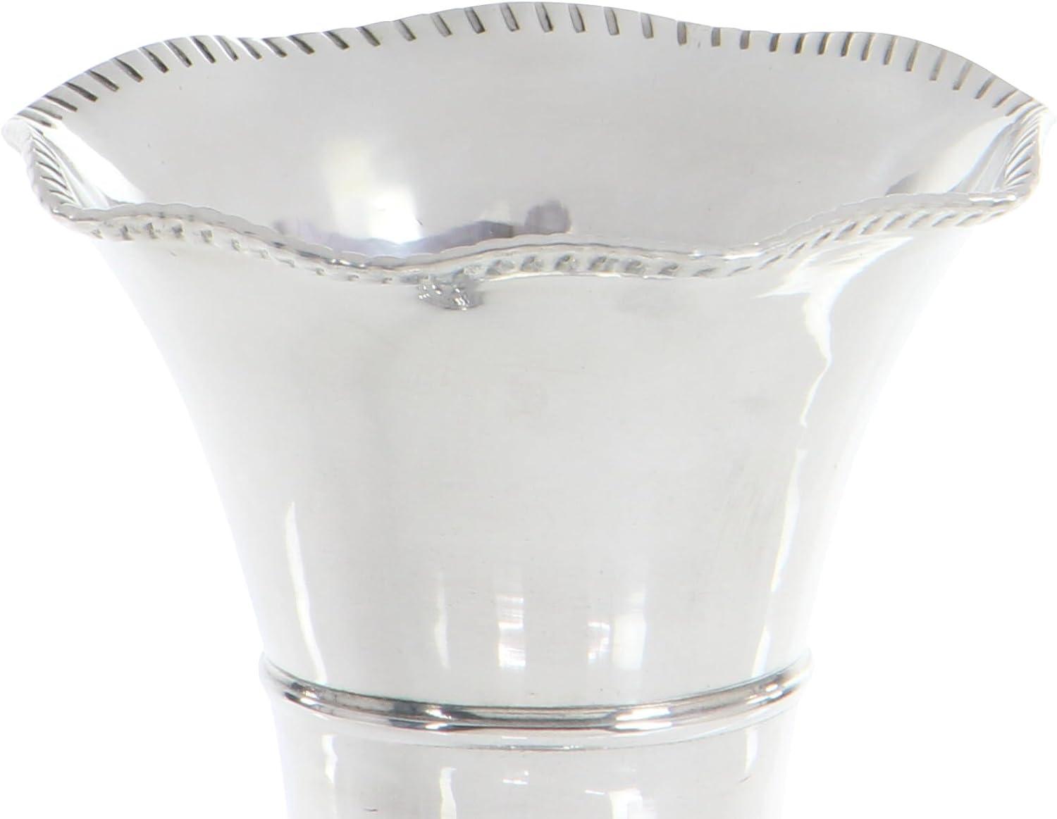 The Novogratz Aluminum Metal Decorative Vase Flute Shaped Centerpiece Vase, Flower Vase for Home Decoration 6" x 6" x 15", Silver