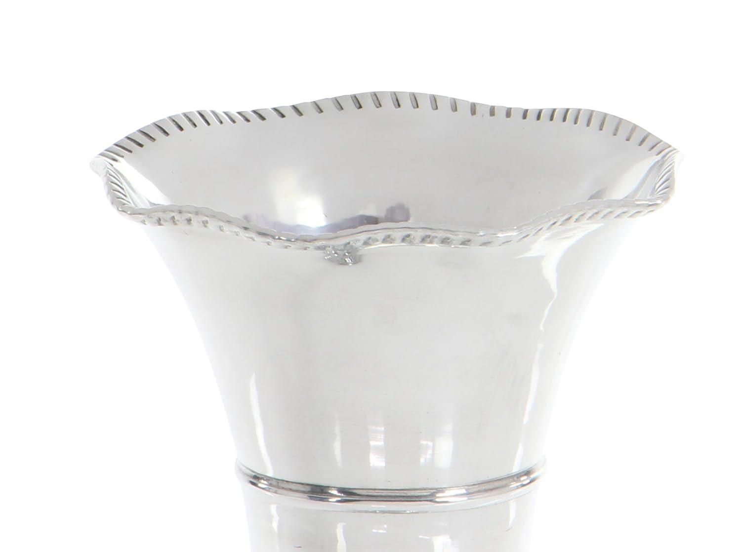 The Novogratz Aluminum Metal Decorative Vase Flute Shaped Centerpiece Vase, Flower Vase for Home Decoration 6" x 6" x 15", Silver