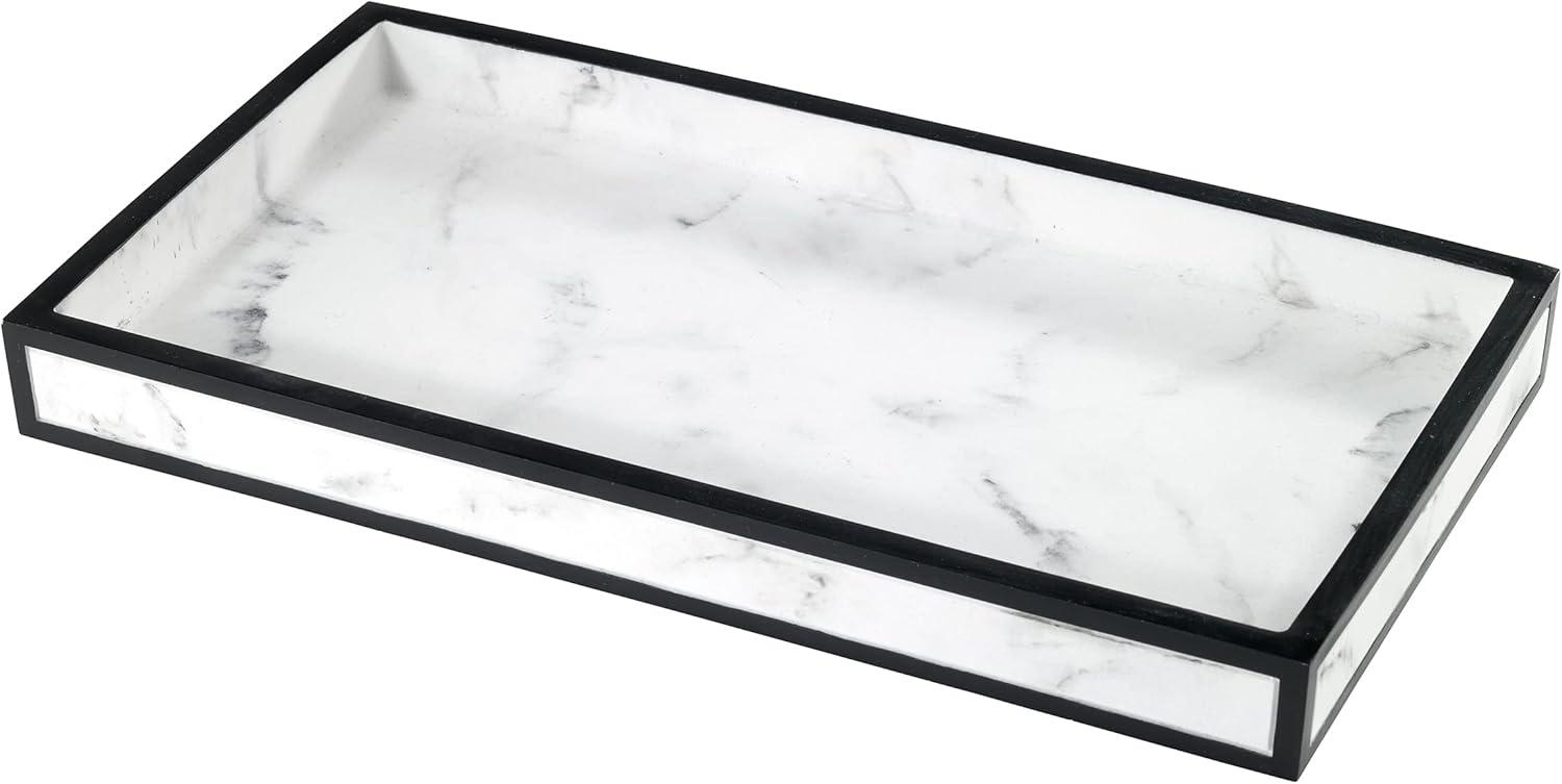 Rectangular White and Black Resin Vanity Tray