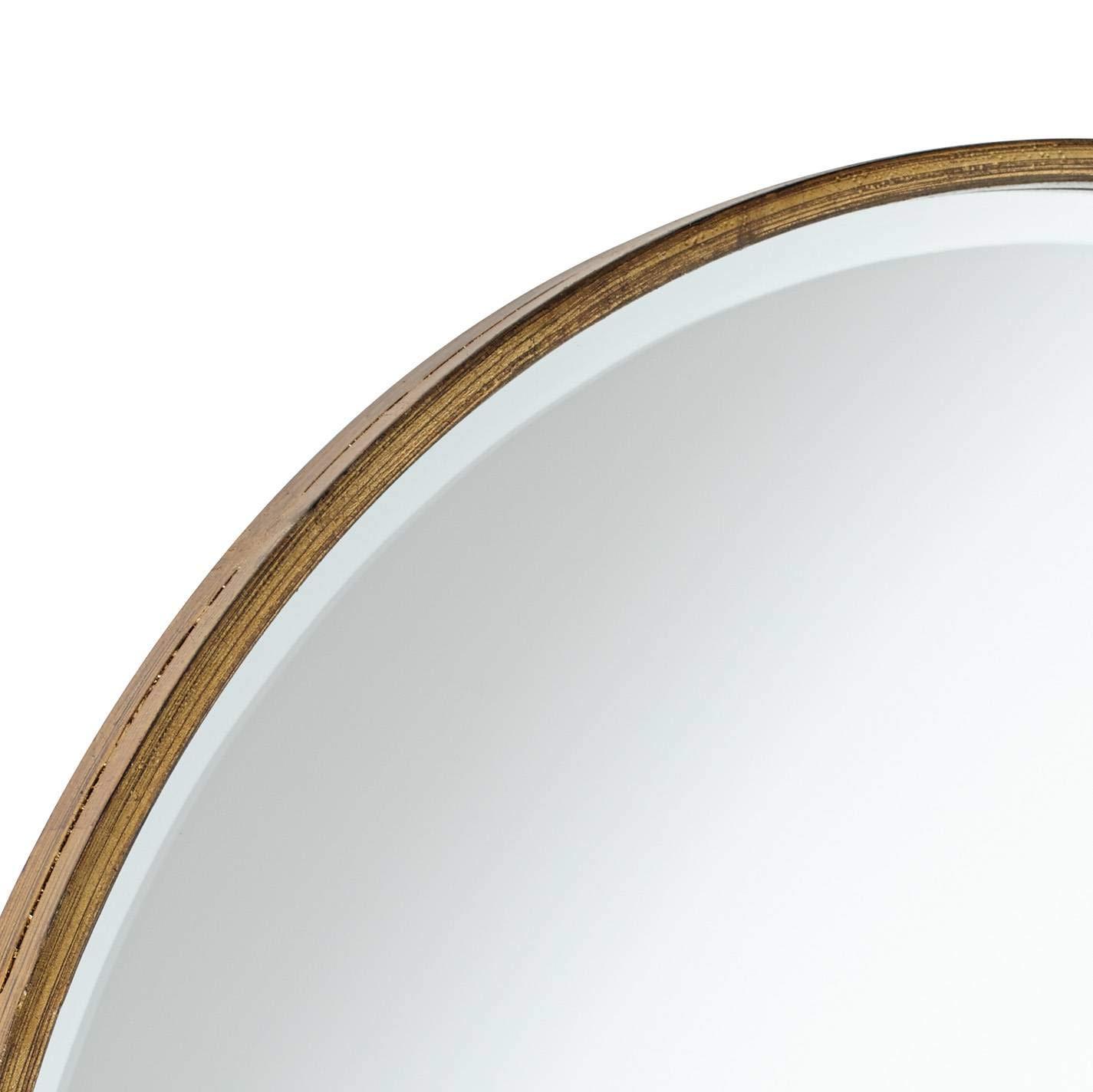Uttermost Mayfair Round Vanity Decorative Wall Mirror Vintage Rustic Antique Gold Metal Frame Beveled Glass Edge 34" Wide for Bathroom Bedroom Living Room Home House Office Entryway