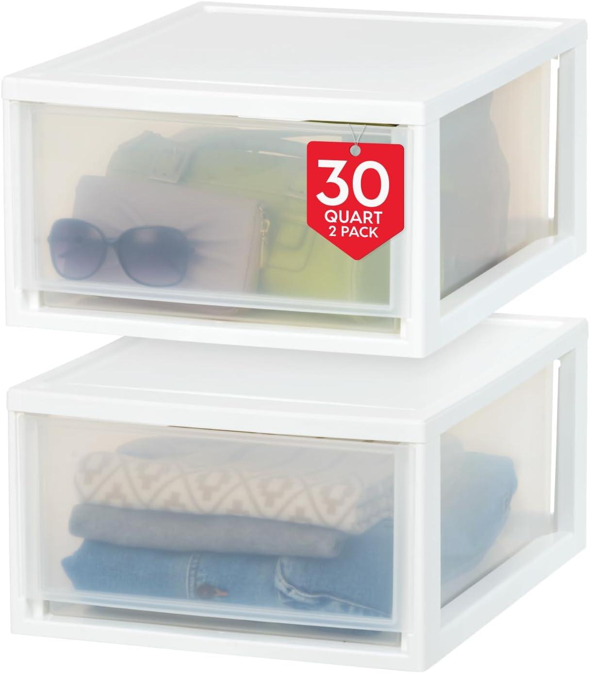 IRIS USA Stackable Modular Plastic Storage Drawers