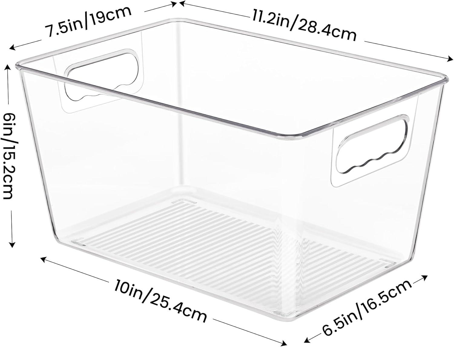 Clear Plastic Storage Bins with Handles, 6-Pack