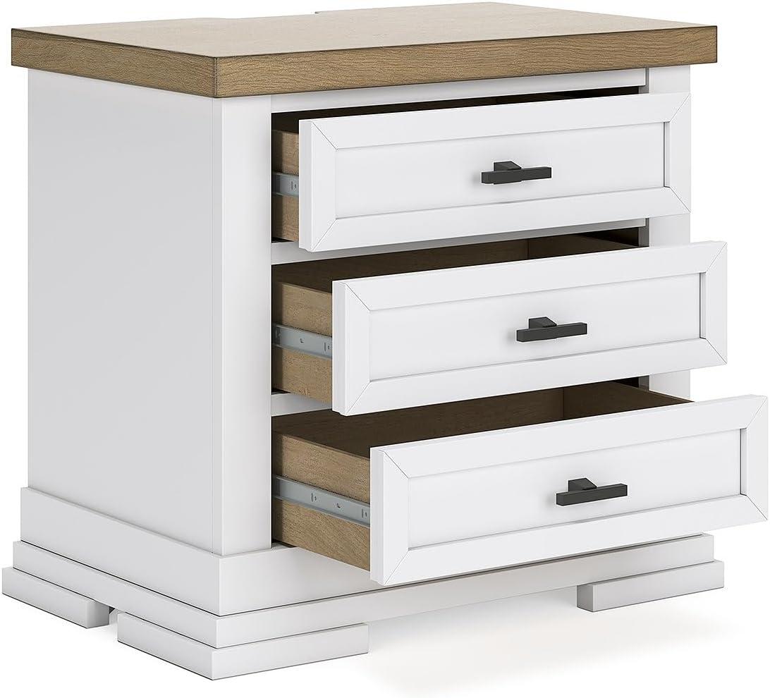 Signature Design by Ashley Ashbryn 3 Drawer Nightstand with USB ports, White