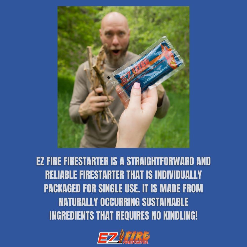 EZ Fire Waterproof Windproof Fire Starter Pack for Wood Stoves and Campfires