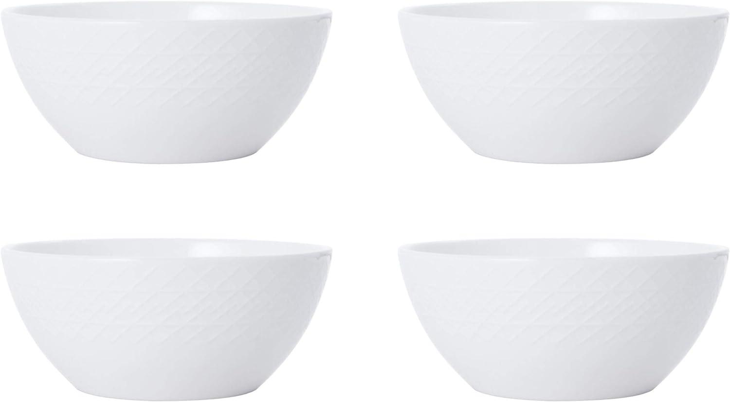 White Porcelain Round Dinnerware Set, Service for 4