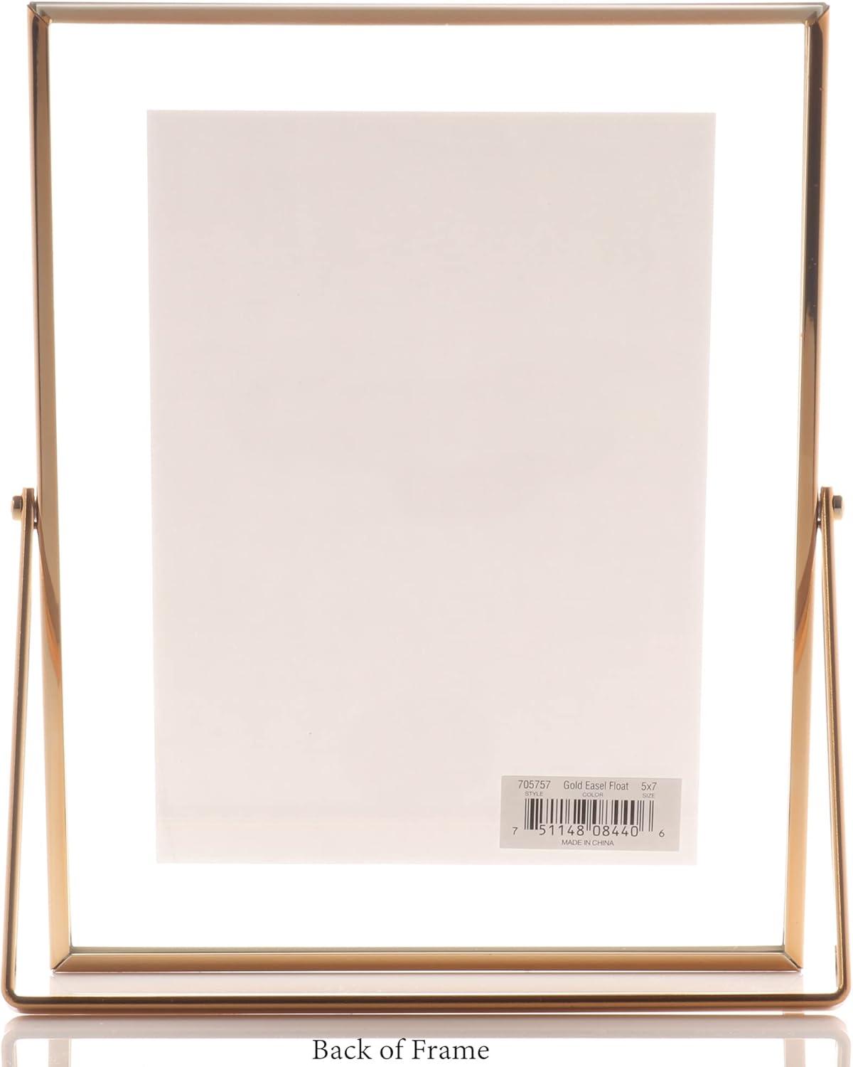 5x7 Gold Metal Easel Float Picture Frame