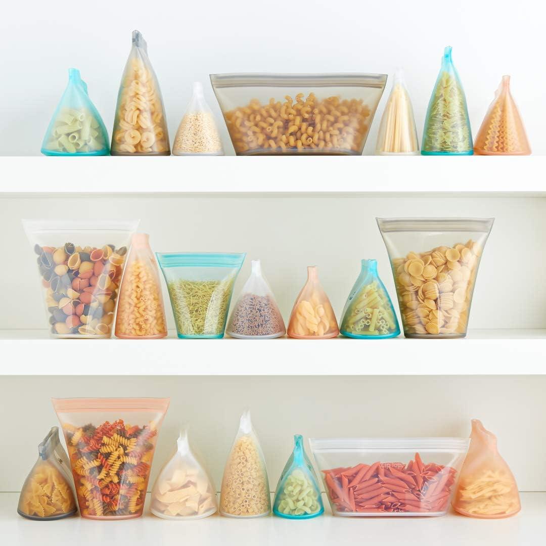 Zip Top Reusable Food Storage Bags | Full Set of 8 [Lavender] | Silicone Meal Prep Container | Microwave, Dishwasher and Freezer Safe | Made in the USA
