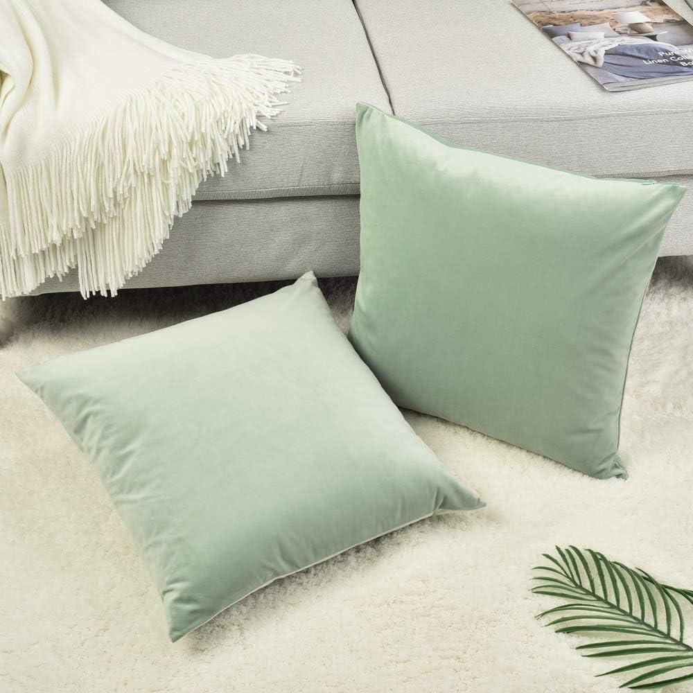 Set of 2 Turquoise Green Velvet Square Throw Pillow Covers