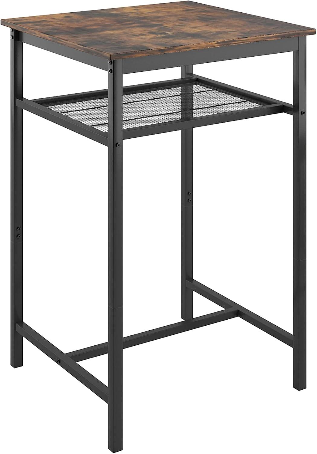 LOVMOR Modern 3 Pieces Bar Table Set with 2 Bar Stools, Backrest and Partition, for Apartment, Small Spaces, Brown