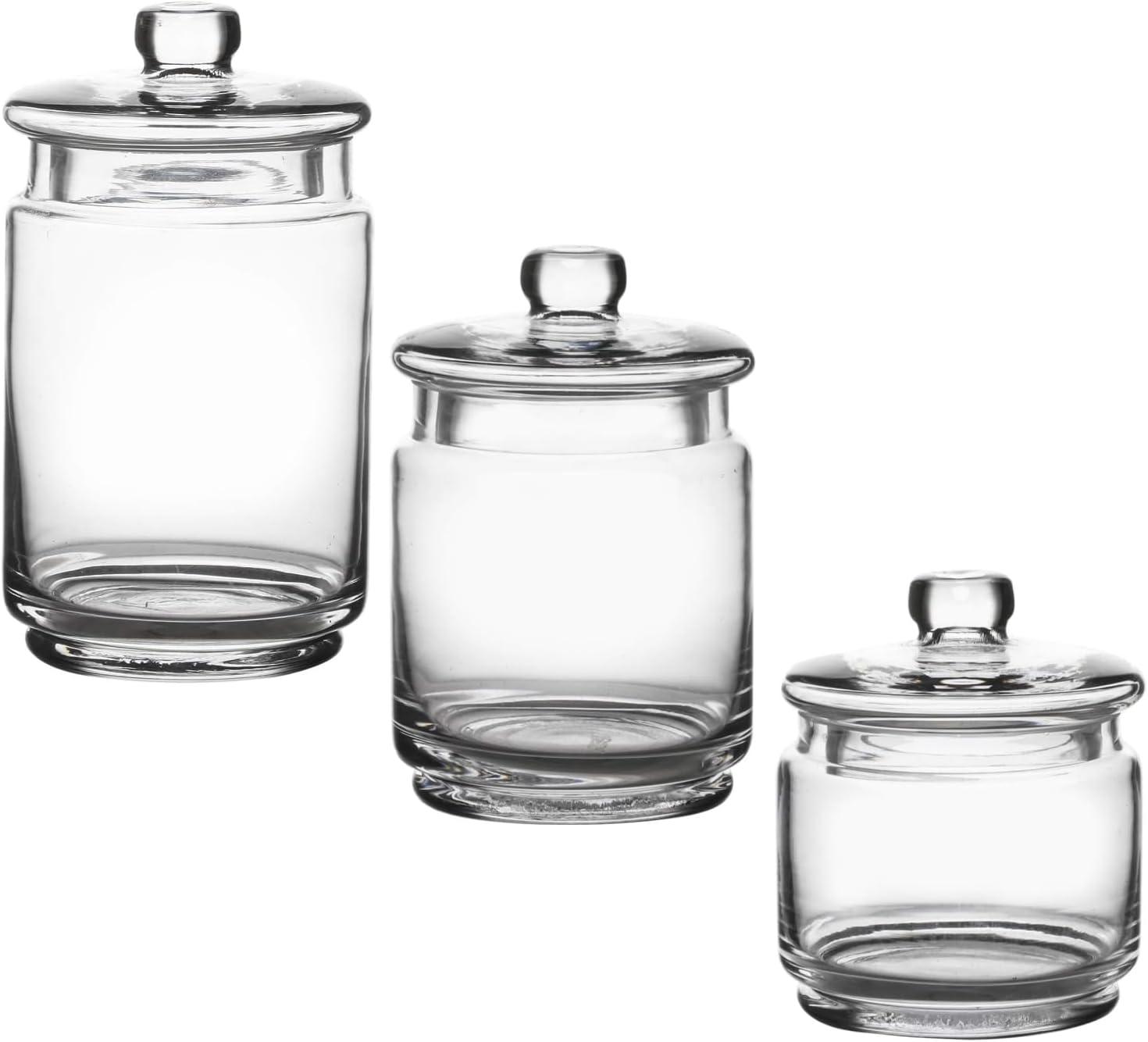 Whole Housewares | Glass Apothecary Jars (4.5 Inch) with Lids | Set of 3