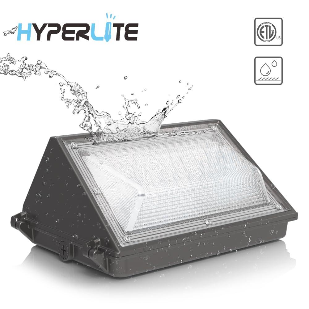 HYPERLITE 120W LED Wall Pack Light with Dusk-to-Dawn Photocell, Ideal Outdoor Security Lighting Commercial and Industrial LED Wall Lights for Parking lot Garage Warehouse Factory ETL Listed