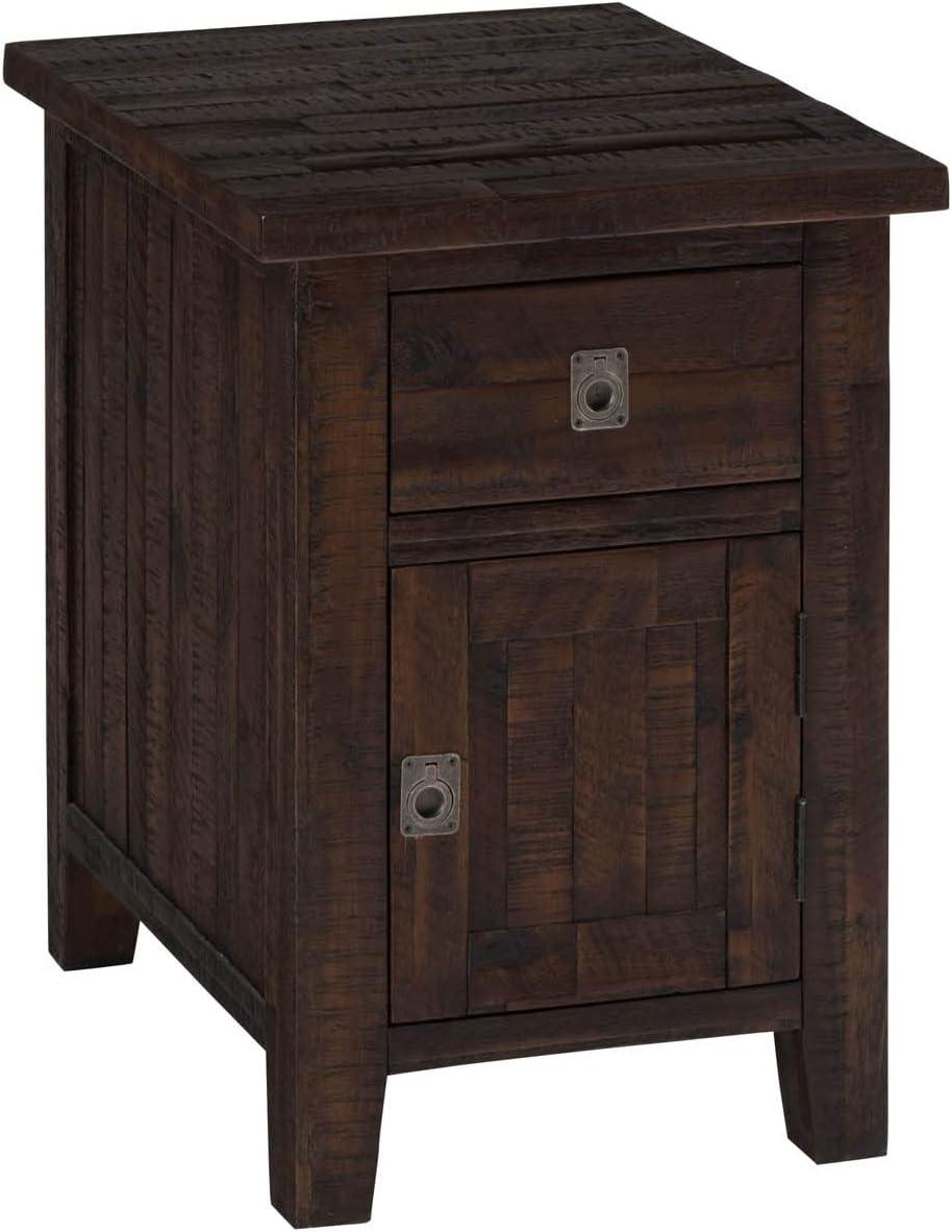 Jofran Kona Grove Distressed Rustic Solid Acacia Cabinet Chairside End Table with Storage