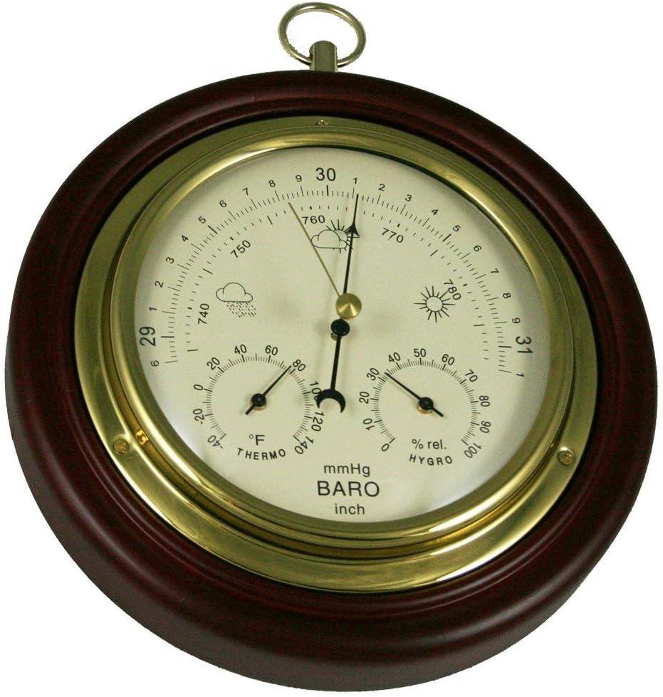 8'' Cherry Finish Barometer with Temperature and Humidity