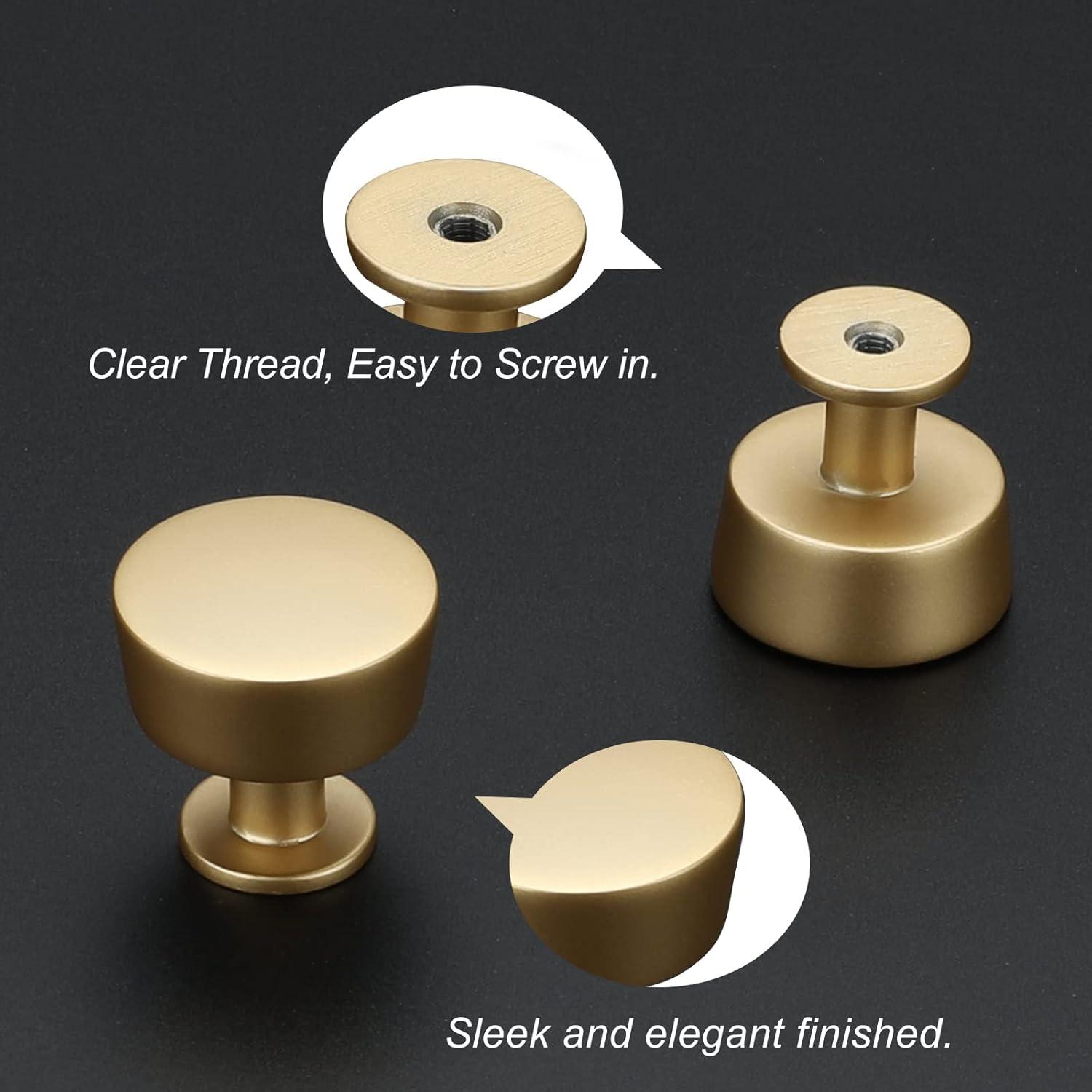 Brushed Brass Round Knurled Cabinet Knob Set