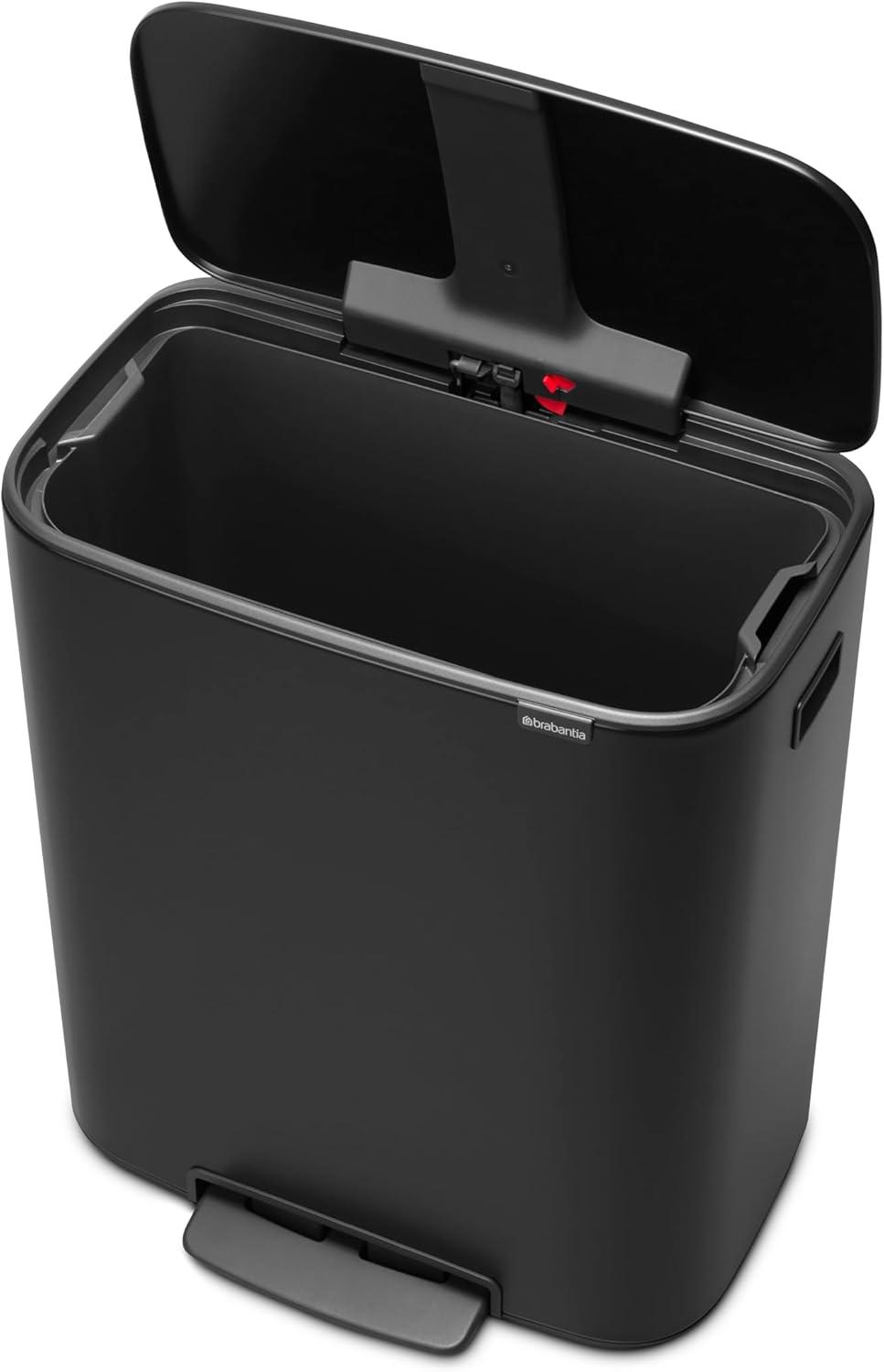Brabantia Bo Step On Trash Can, Matte Black, 16 Gallon