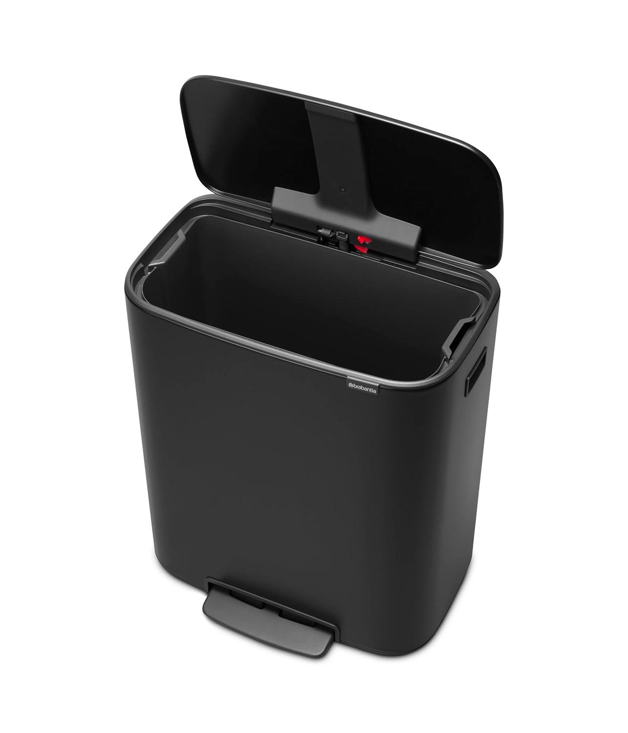 Brabantia Bo Step On Trash Can, Matte Black, 16 Gallon