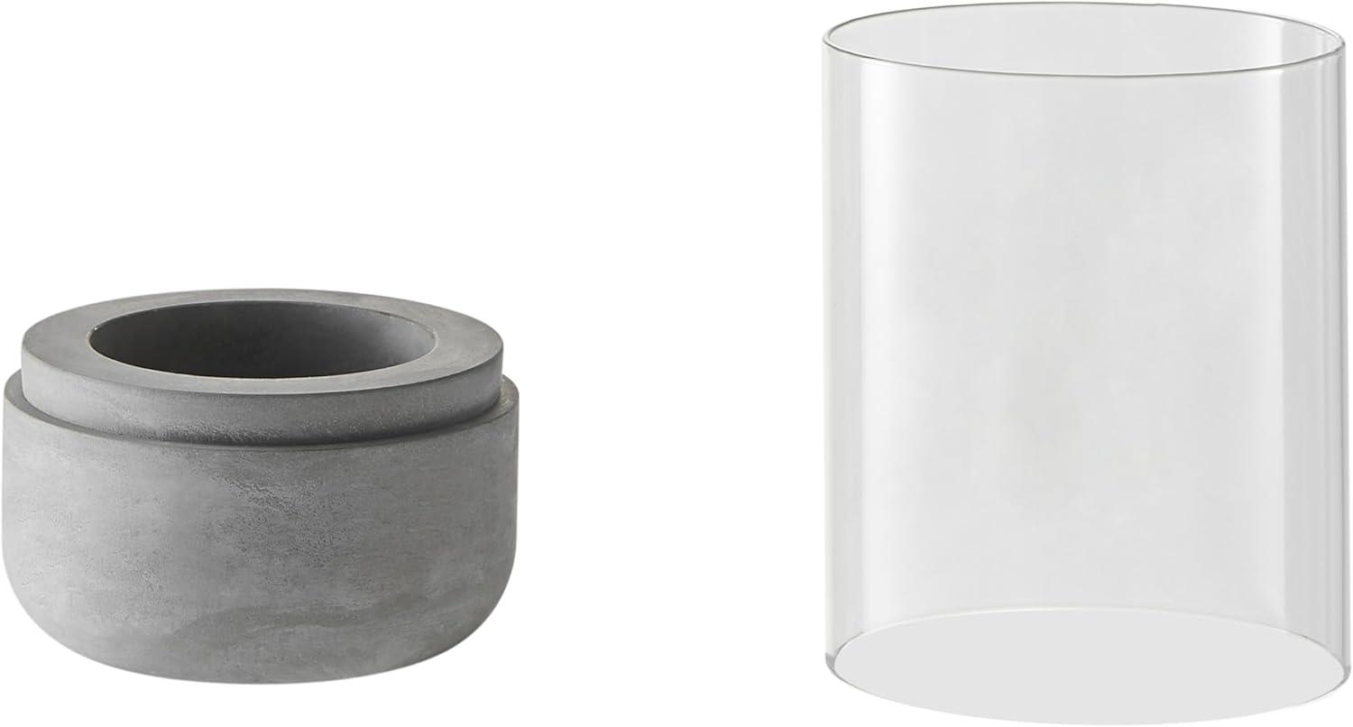 Danya B Modern Cool Gray Cement Base and Glass Pillar Votive Candle Holder - Small