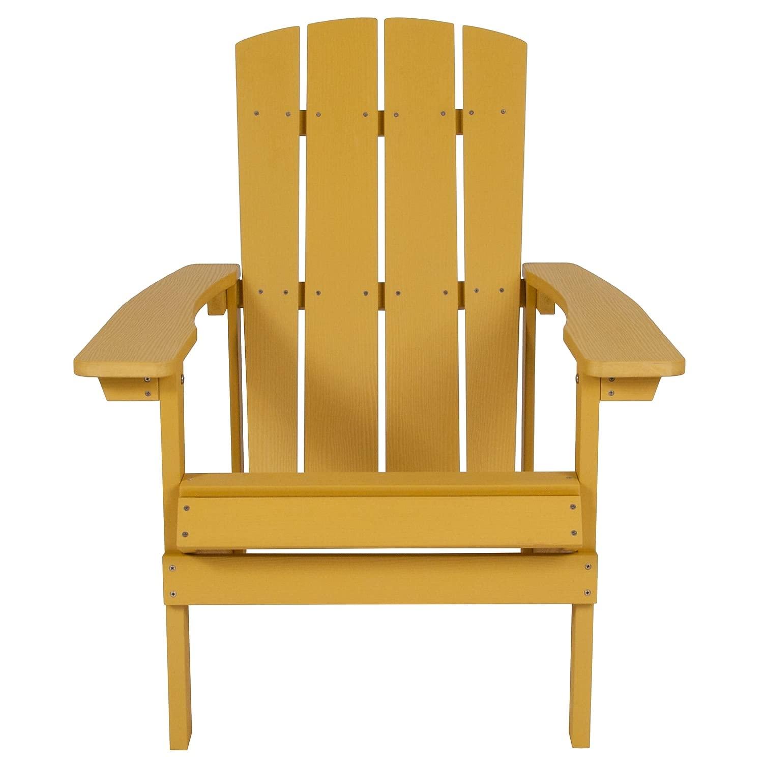 Flash Furniture Charlestown All-Weather Poly Resin Wood Adirondack Chair in Yellow