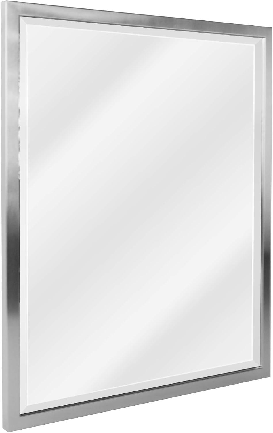 Head West Stainless Steel Frame Brushed Nickel Rectangle Bathroom Mirror, Z-Bar Bracket - 24" x 30"
