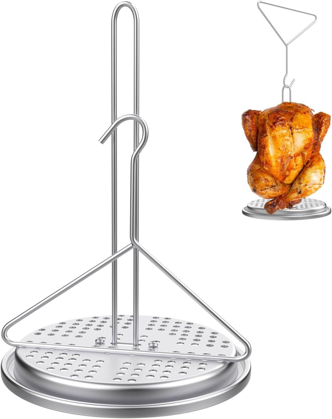 DELSbbq Turkey Fryer Stand Kit Wire Handle Lifter Hook, Perforated Turkey Fryer Hook and Stand Set Turkey Chicken Fryer Accessory Kit with for Poultry Deep Frying Pot