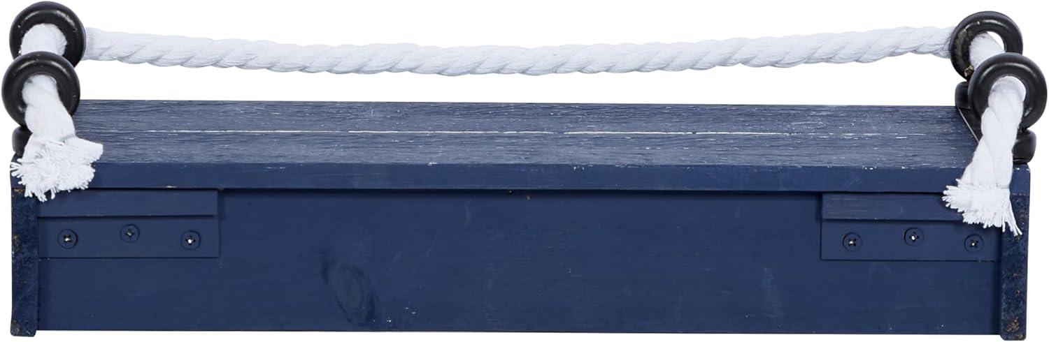 DecMode 32", 25", 17"W 3-Tier Blue Wall Shelf with Knotted Rope (3 Count)