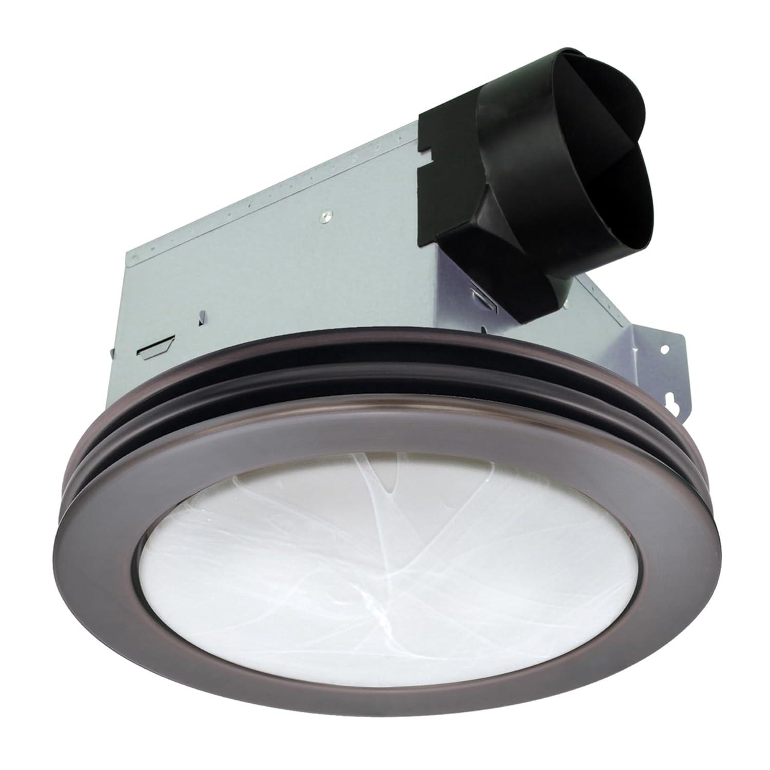 Akicon  Ultra Quiet Bathroom Exhaust Fan with LED Light 80CFM 2.0 Sones Round Bathroom Ventilation Fan with Frosted Glass Cover Brushed Nickel