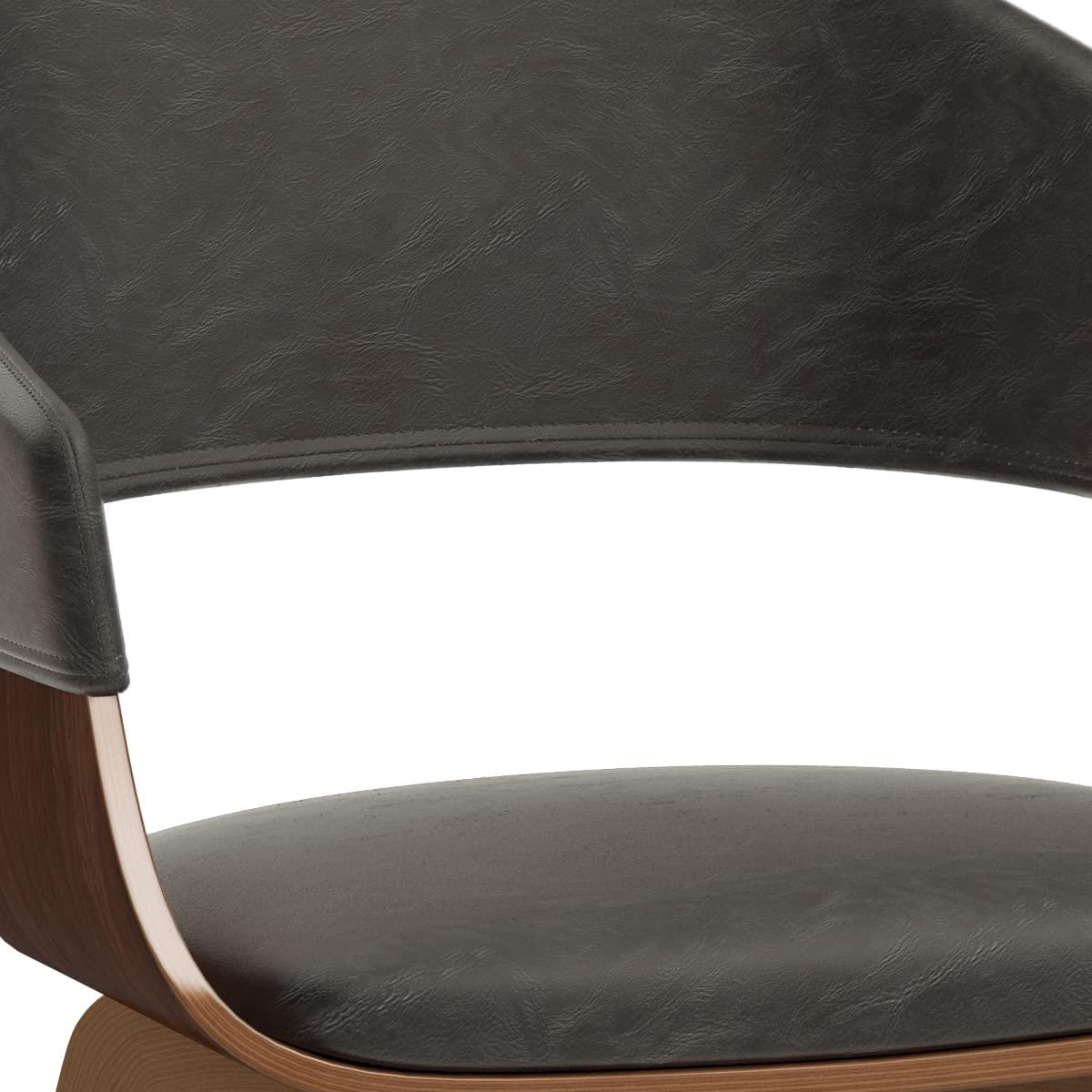 Simpli Home Lowell Bentwood Upholstered Dining Chair with Curved Backrest in Mid-Century Modern Style